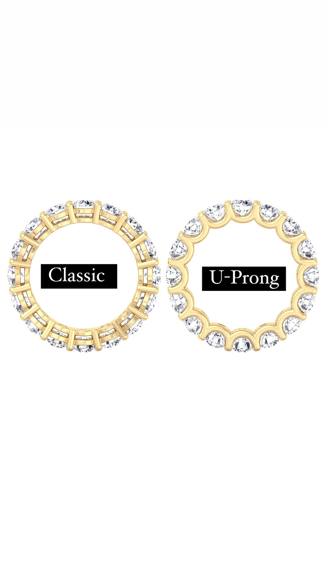 Differences Between U-Prong and Shared Prong Eternity Bands.