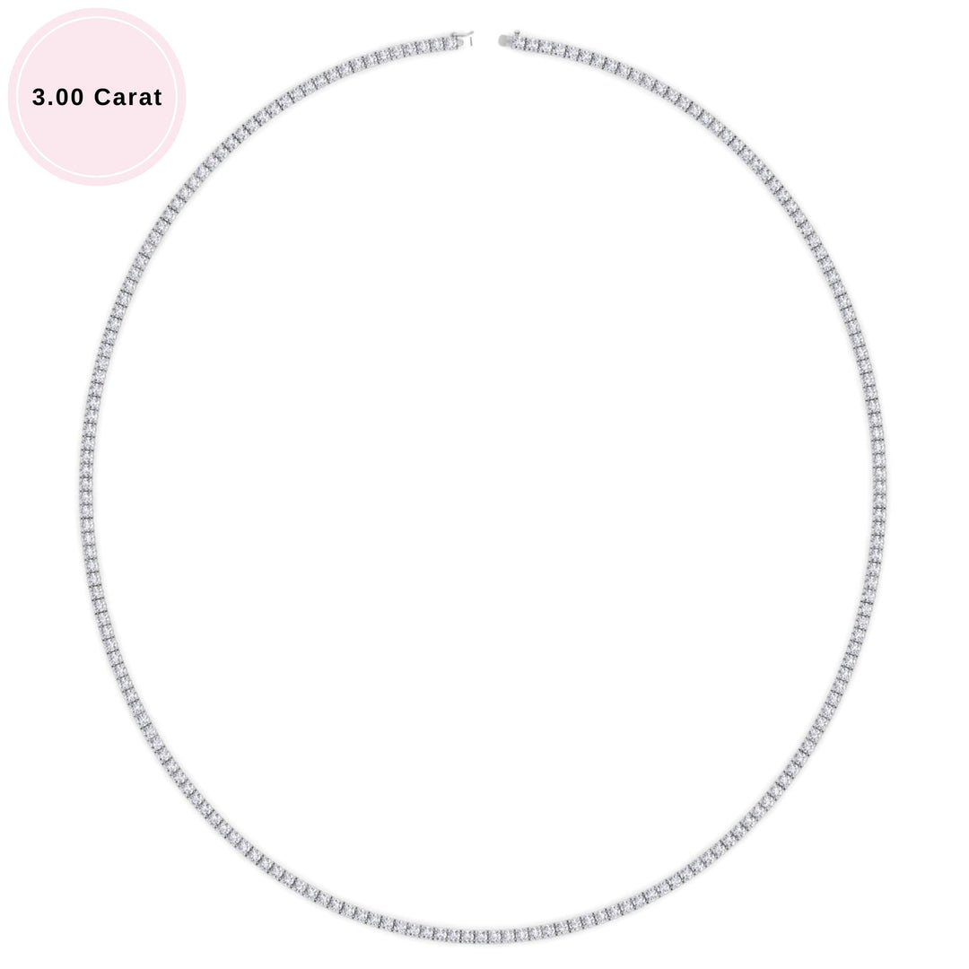 4-Prong Natural Diamond Tennis Necklace - Platinum