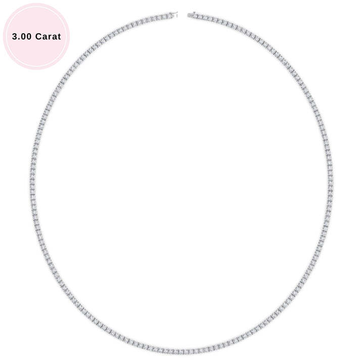 4-Prong Natural Diamond Tennis Necklace - Platinum