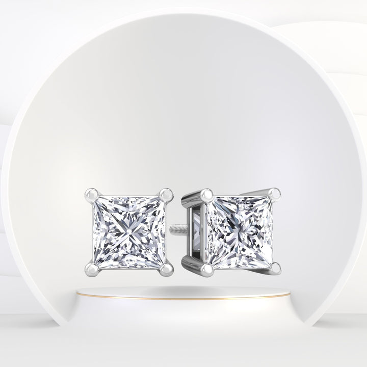 Telsa -Princess Cut Diamond Studs - Gem Jewelers Co