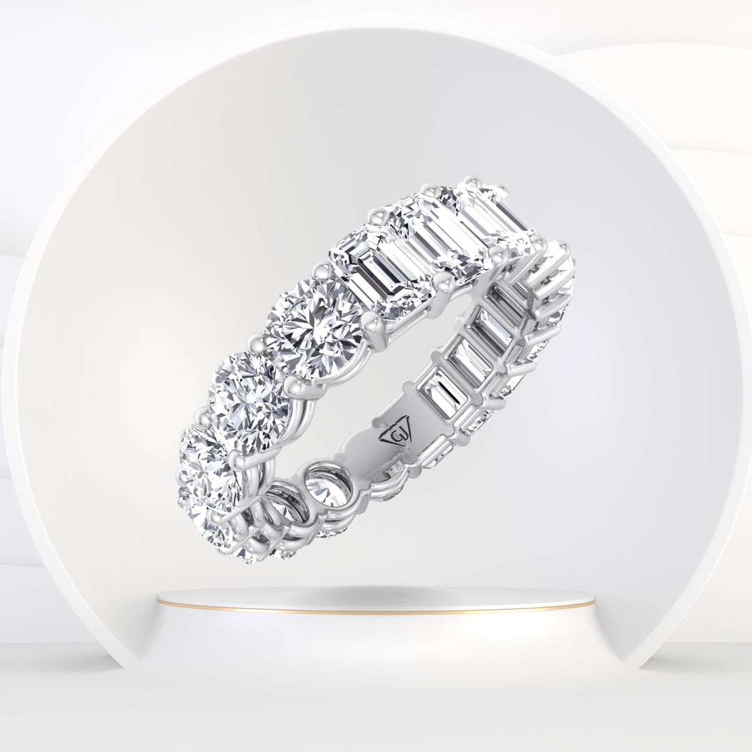 Darla - 4CT Double Shape Round and Emerald Natural Diamond Eternity Band - Gem Jewelers Co