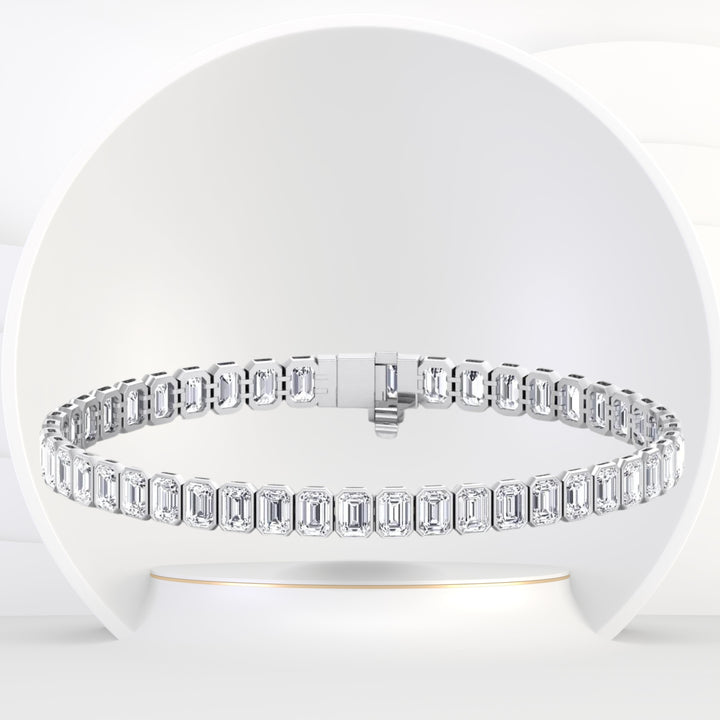 14K Bezel Set Natural Diamond Tennis Bracelet