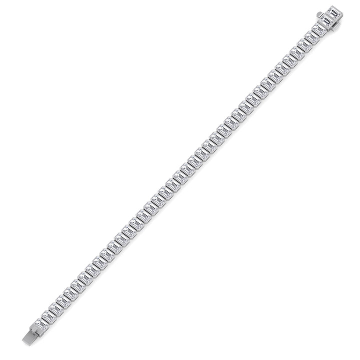 14K White Gold Emerald Shape Diamond Tennis Bracelet