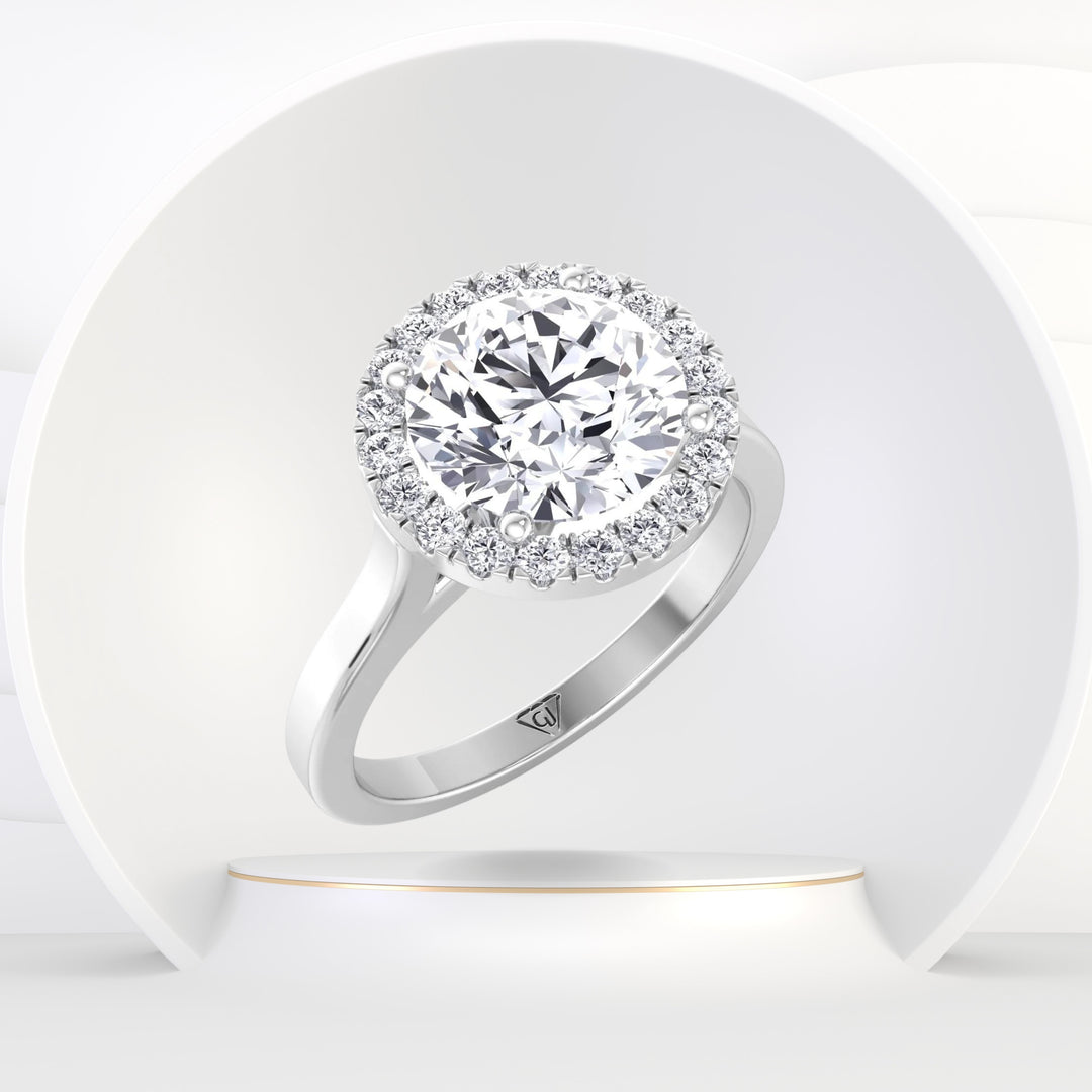 Erla - Round Cut Diamond Halo Engagement Ring - Gem Jewelers Co
