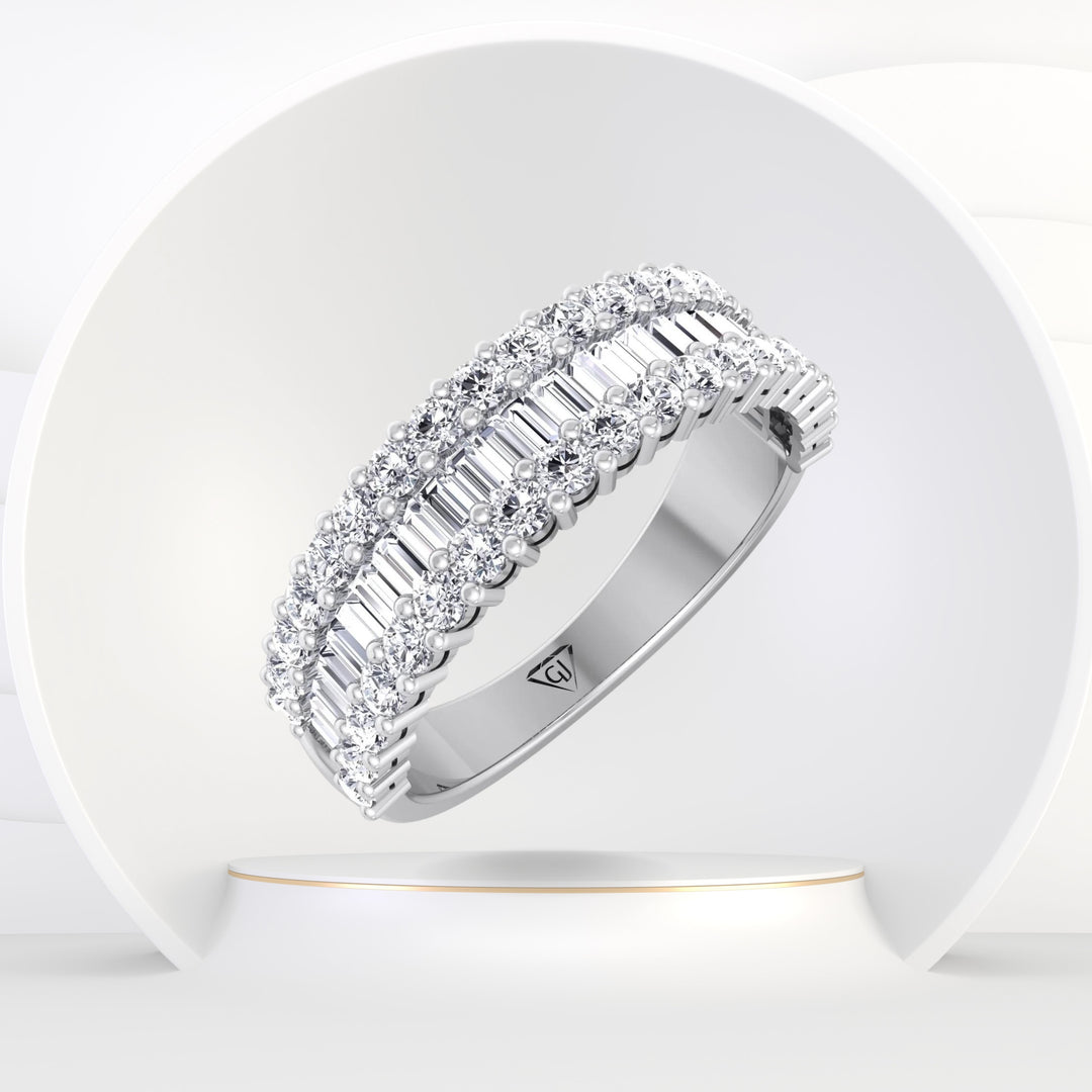 Naples - Round and Baguette Halfway Natural Diamond Ring