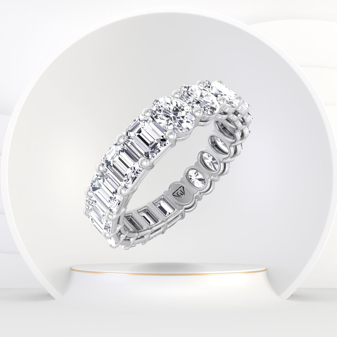 San Franc - 4 Carat Double Shape Oval and Emerald Diamond Eternity Band - Gem Jewelers Co