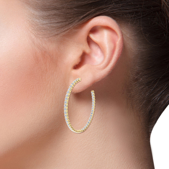Clara - 6.2CT Round Diamond Inside Out Hoops - Gem Jewelers Co