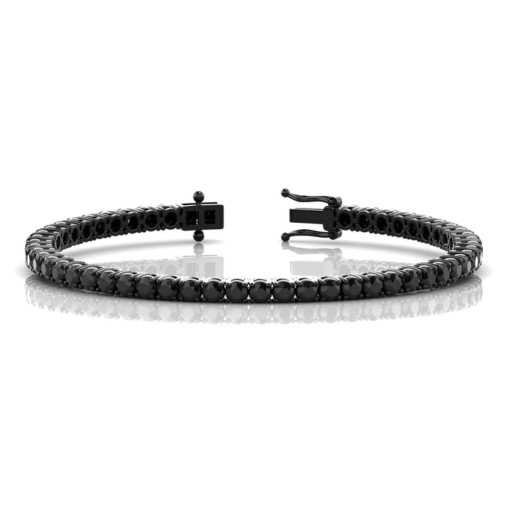 Men’s Natural Black Diamond Tennis Bracelet In Black Rhodium