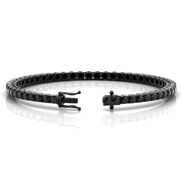Men’s Natural Black Diamond Tennis Bracelet In Black Rhodium