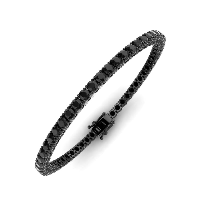 Men’s Natural Black Diamond Tennis Bracelet In Black Rhodium