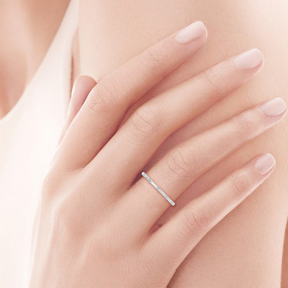Myra - 5 Stone Round Diamond Dainty Ring Single Prong - Gem Jewelers Co