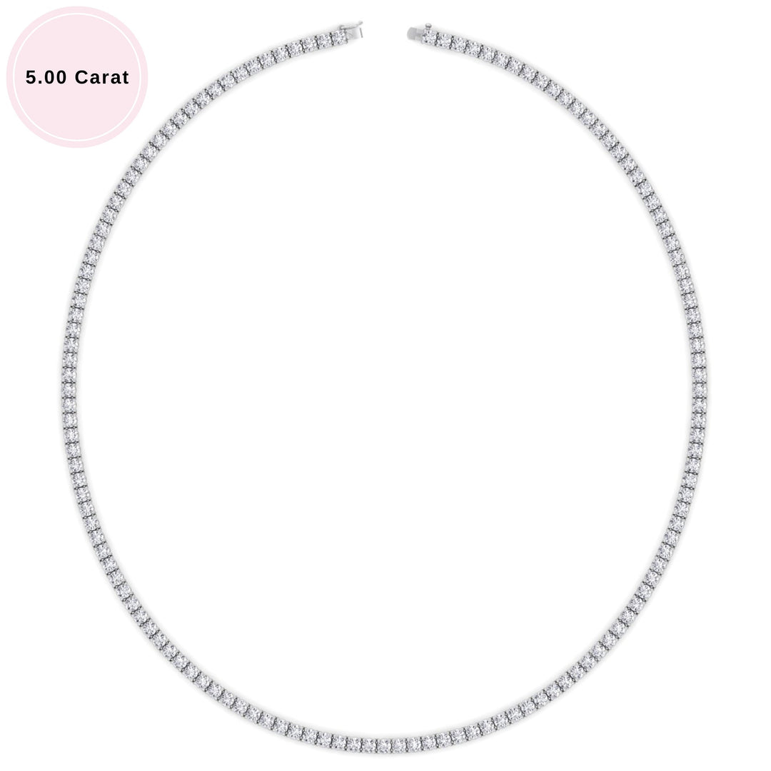 4-Prong Natural Diamond Tennis Necklace - Platinum