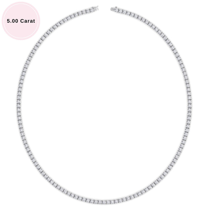 4-Prong Natural Diamond Tennis Necklace - Platinum