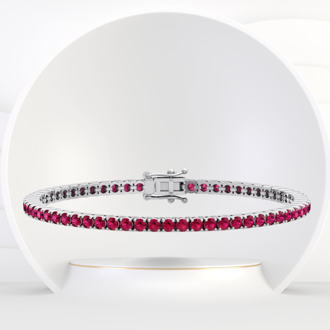 Amsterdam - 3CT T.W Natural Red Ruby Tennis Bracelet - Gem Jewelers Co