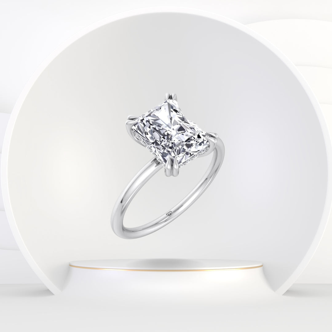 Zuri - Radiant Cut Solitaire Diamond Engagement Ring with Double Claw Prong - Gem Jewelers Co