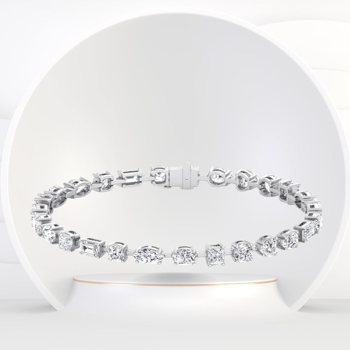 Palmaria - 10.50CT T.W Multi Shape Natural Diamond Tennis Bracelet