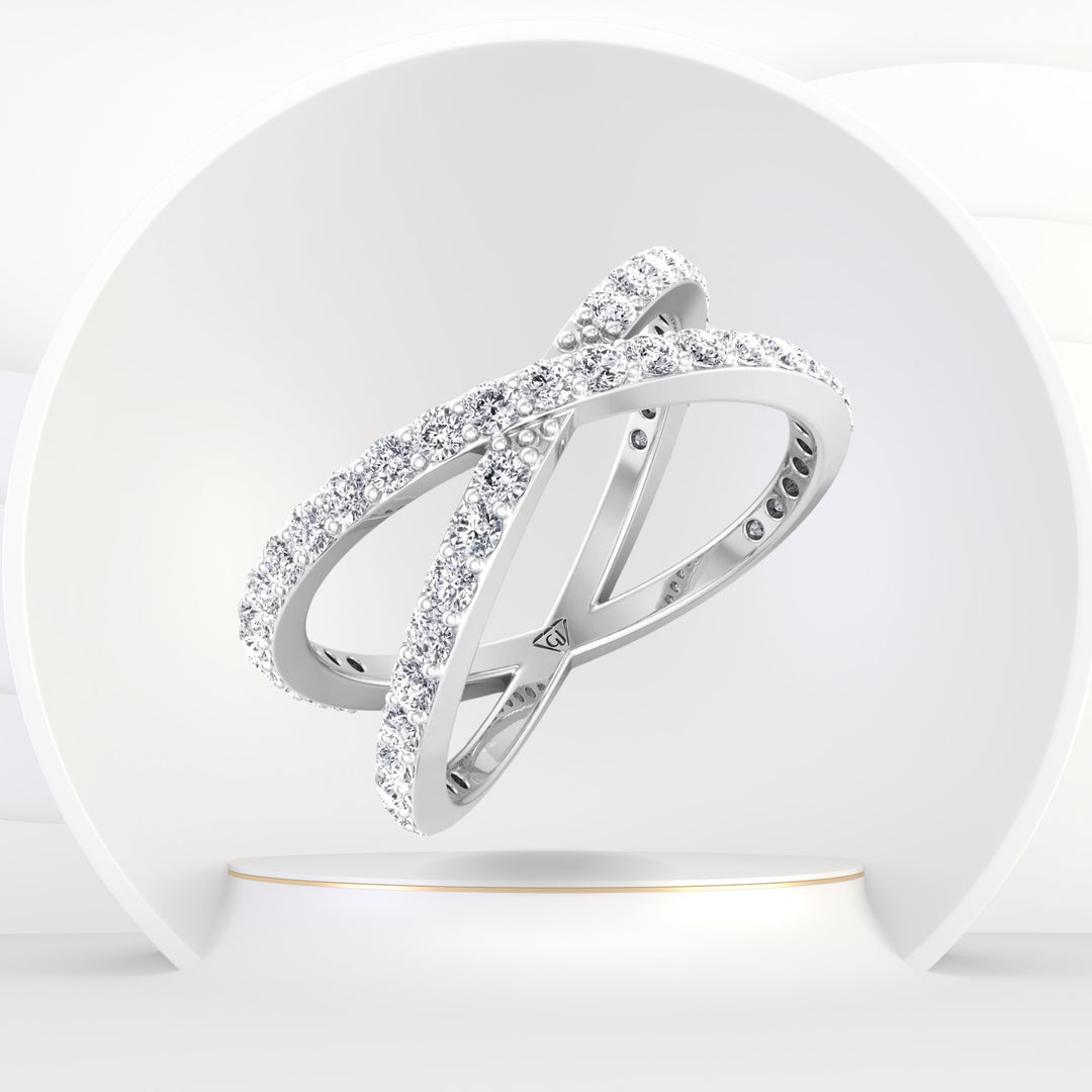 Lilly - Crossover Double Diamond Ring - Gem Jewelers Co