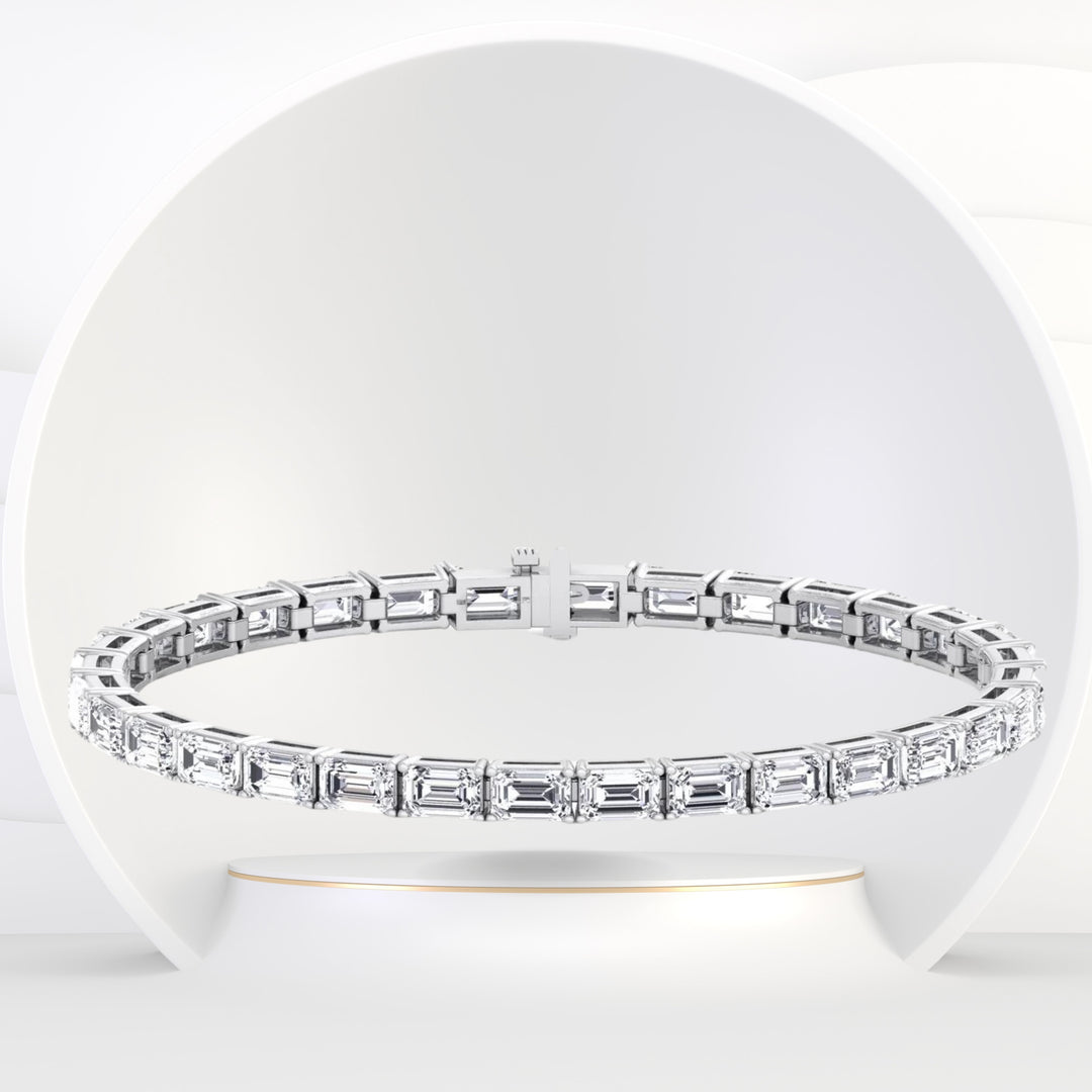 Wally - 10.50CT T.W East To West Emerald Cut Natural Diamond Tennis Bracelet - Gem Jewelers Co