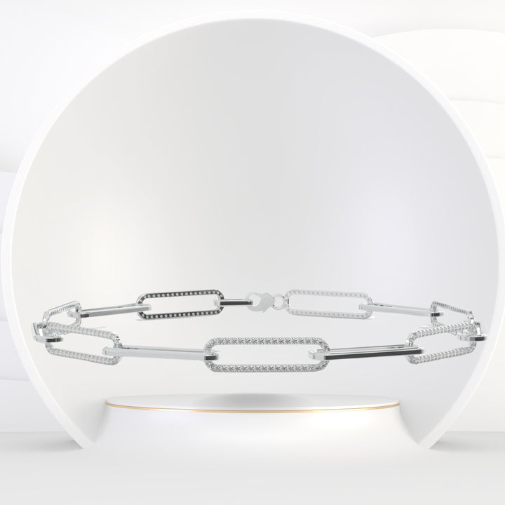 Levanzo - (1.57CT T.W.) Natural Diamond Paperclip Chain Bracelet - Gem Jewelers Co