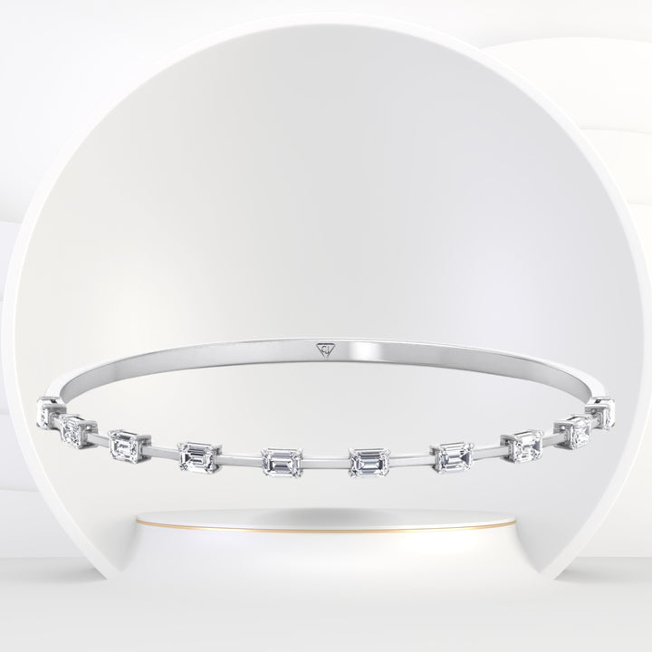 Bulda - (3.05CT T.W.) Emerald Cut East to West Natural Diamond Bangle - Gem Jewelers Co