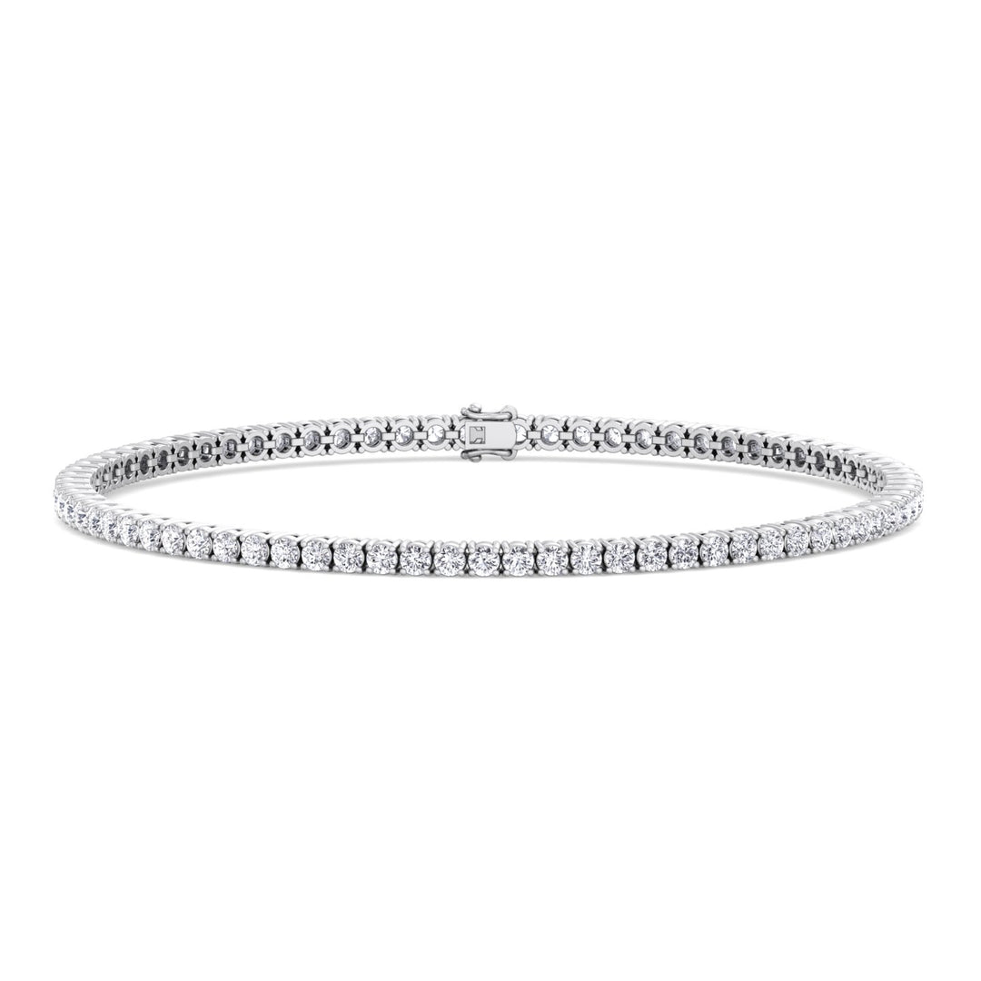 2CT 4 Prong Natural Diamond Tennis Bracelet 14K White Gold