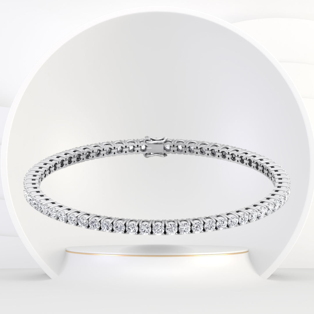 Lena - 4 Prong Natural Diamond Tennis Bracelet ( Square Box Setting )
