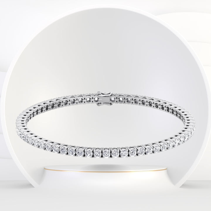 Lena - 4 Prong Natural Diamond Tennis Bracelet ( Square Box Setting )