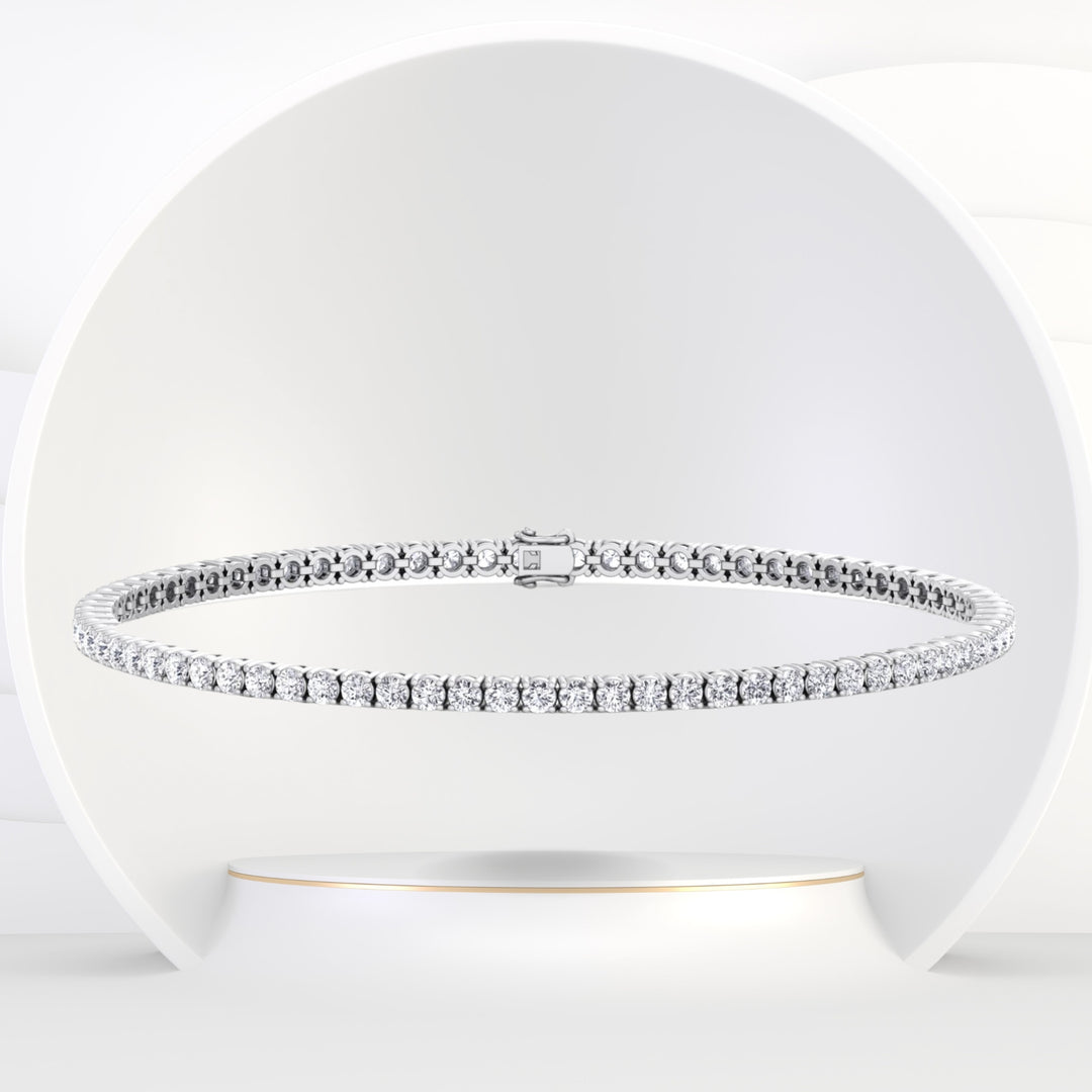 2 Carat 4 Prong Natural Diamond Tennis Bracelet 14K Solid Gold