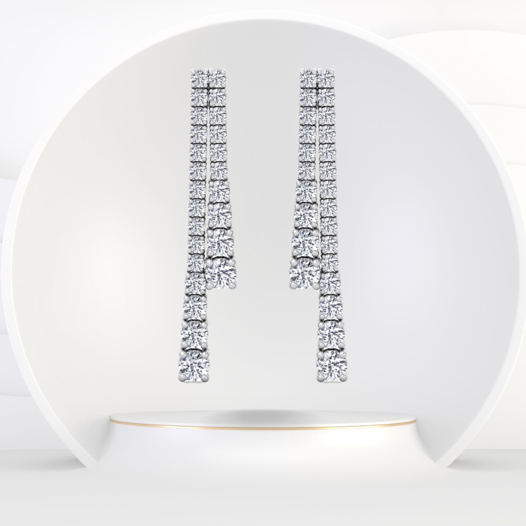 Double-Strand-Graduated-Natural-Diamond-Dangle-Earrings-White-Gold