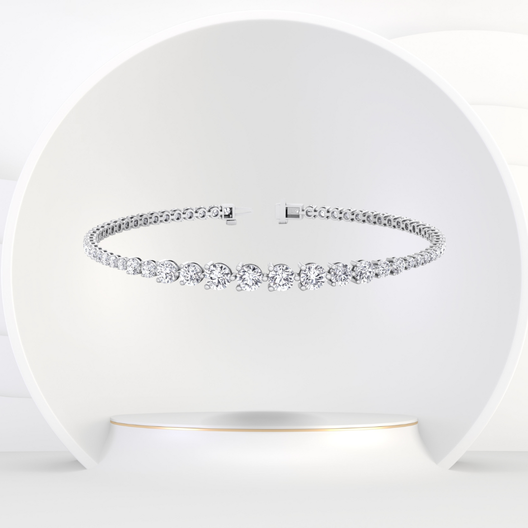 3-Prong Graduated Natural Diamond Tennis Bracelet