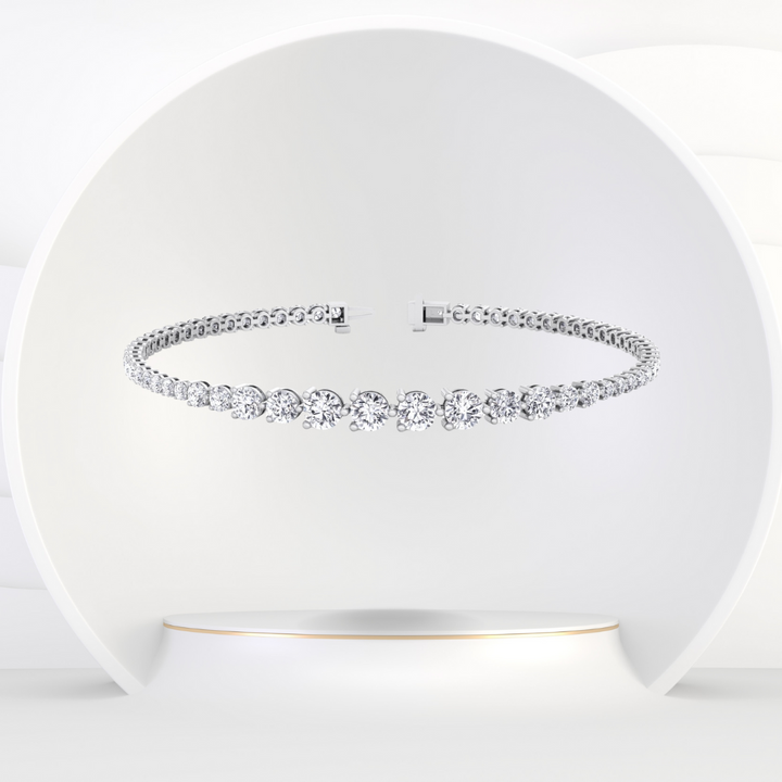 3-Prong Graduated Natural Diamond Tennis Bracelet