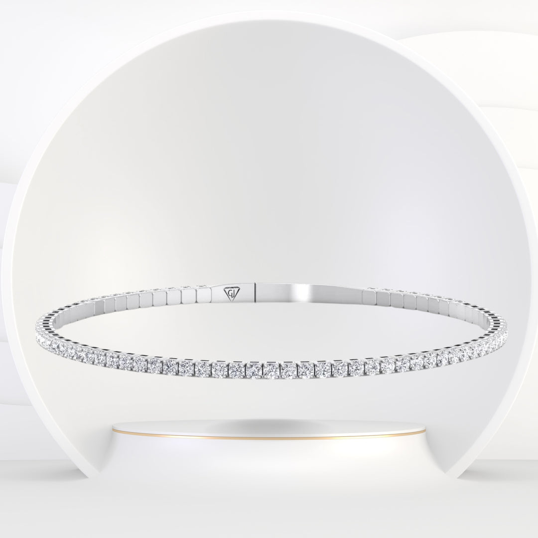 Flexible Natural Diamond Bangle in 14K Solid Gold - Gem Jewelers Co