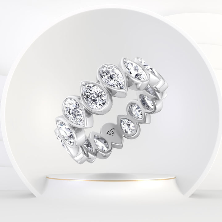 Bertha - Bezel Set Pear Shape Diamond Eternity Band - Gem Jewelers Co