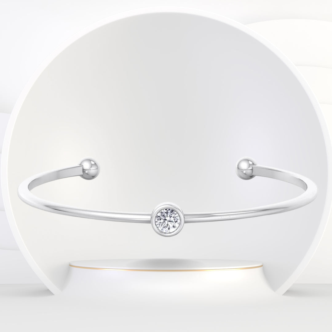 Ciella - Bezel Set Natural Diamond Solitaire Bangle - Gem Jewelers Co