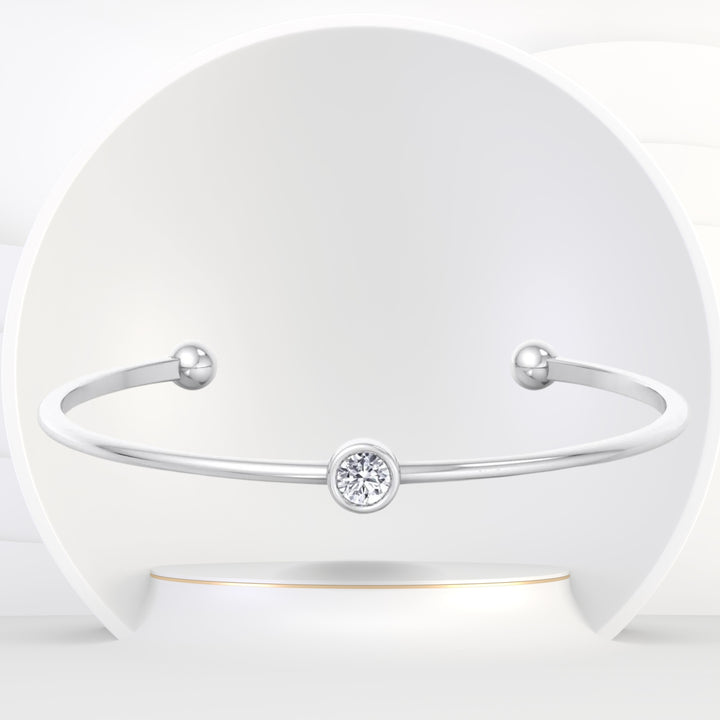 Ciella - Bezel Set Natural Diamond Solitaire Bangle - Gem Jewelers Co