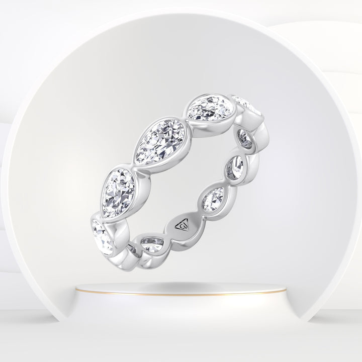 Pollin - East To West Bezel Set Pear Shape Diamond Eternity Band - Gem Jewelers Co