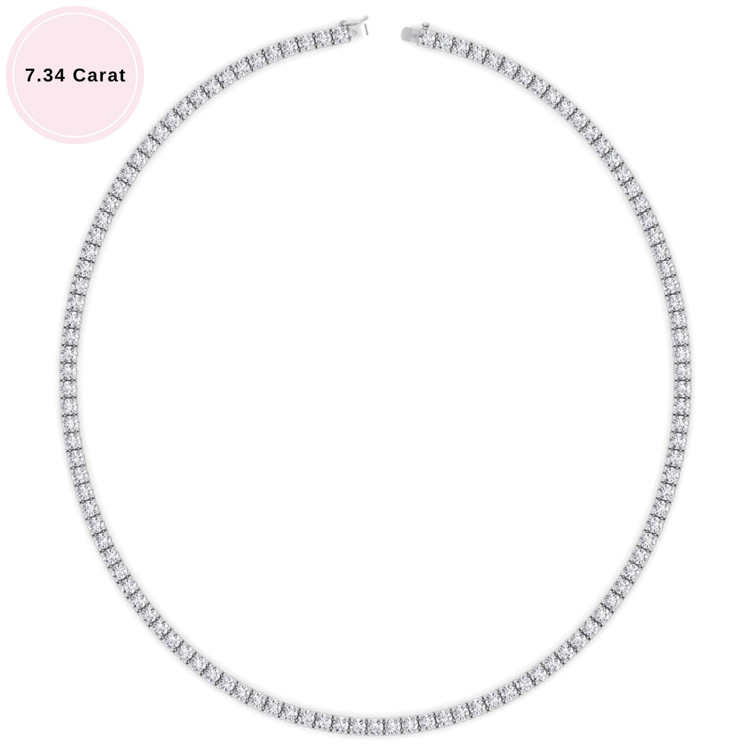 4-Prong Natural Diamond Tennis Necklace - Platinum
