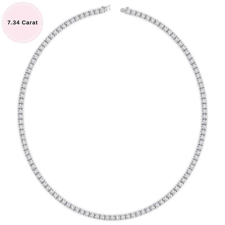 4-Prong Natural Diamond Tennis Necklace - Platinum
