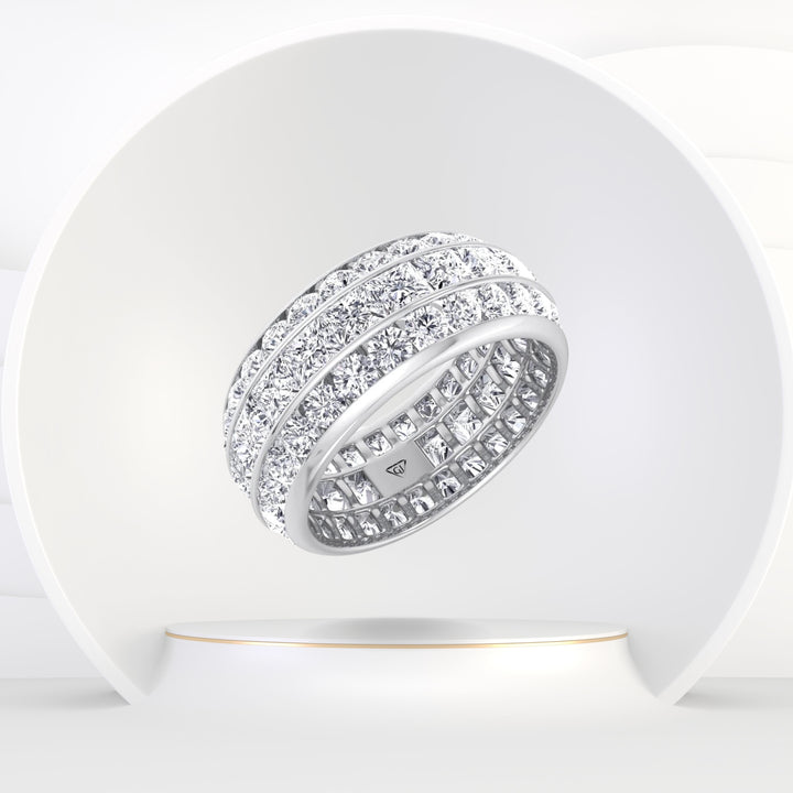 Romeo - 5.5CT 3 Row Channel Set Princess and Round Cut Diamond Eternity Band - Gem Jewelers Co