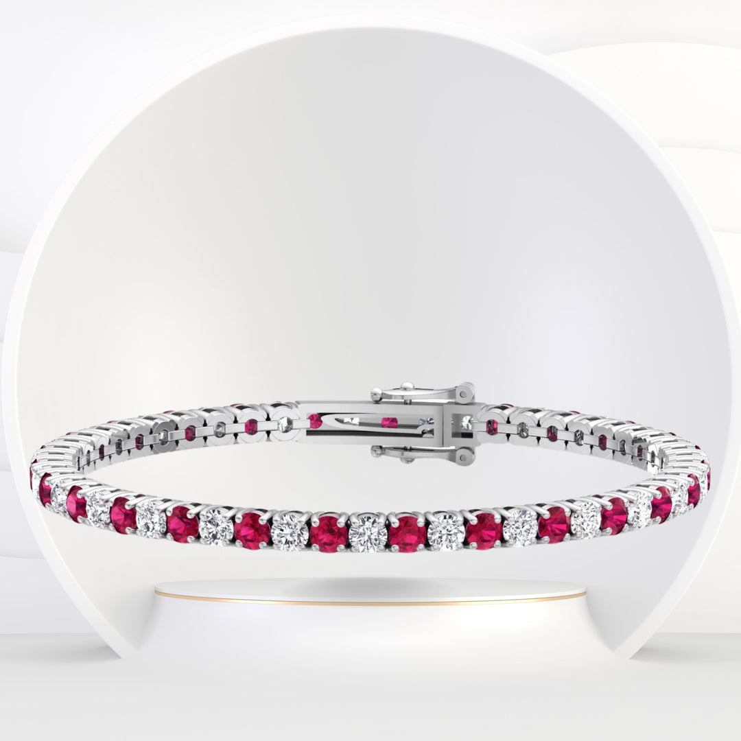 Sophie - Natural Diamond & Ruby Tennis Bracelet