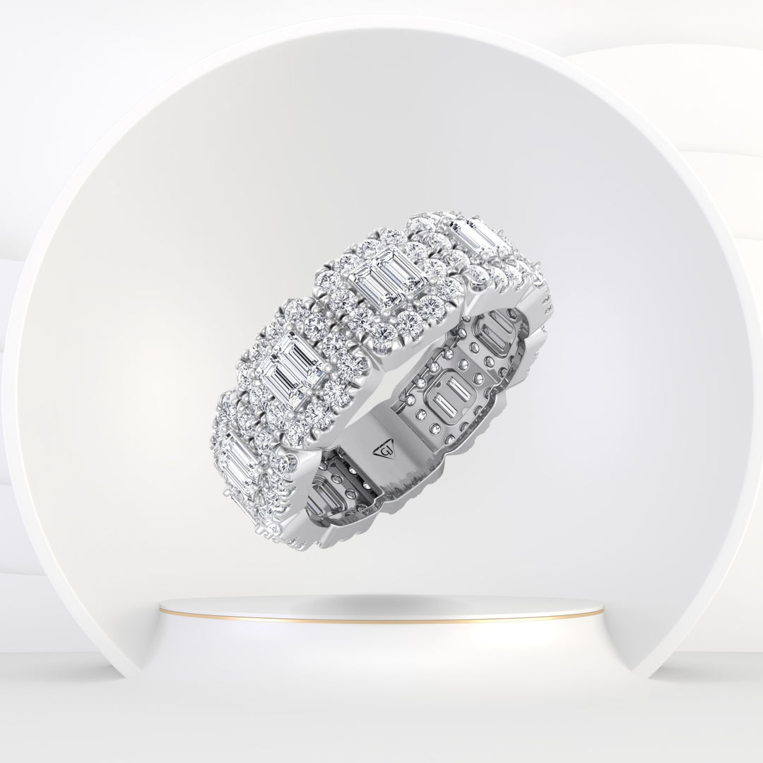 Lexi - 2.15CT Baguette and Round Cut Cluster Diamond Eternity Band - Gem Jewelers Co