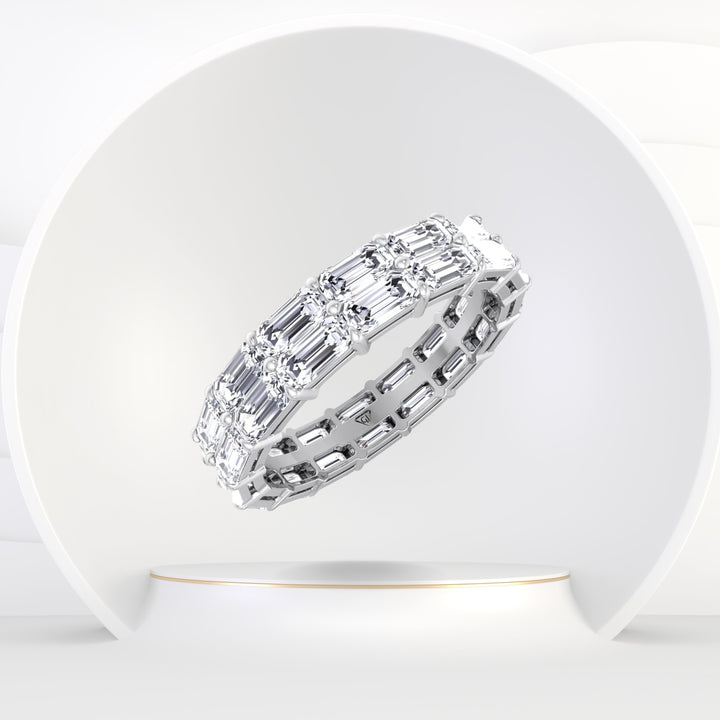 Elba - Double Row East to West Emerald Cut Diamond Eternity Band - Gem Jewelers Co