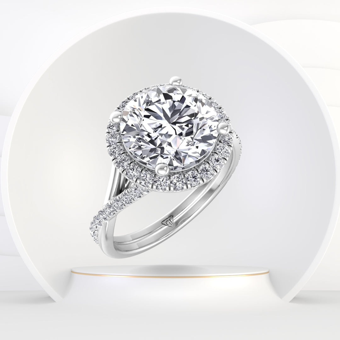 Harper - Round Diamond Halo Crossover Band Ring - Gem Jewelers Co