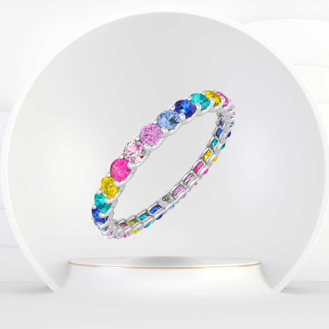 Luccia - Multi-Color Gemstones Eternity Band - Gem Jewelers Co