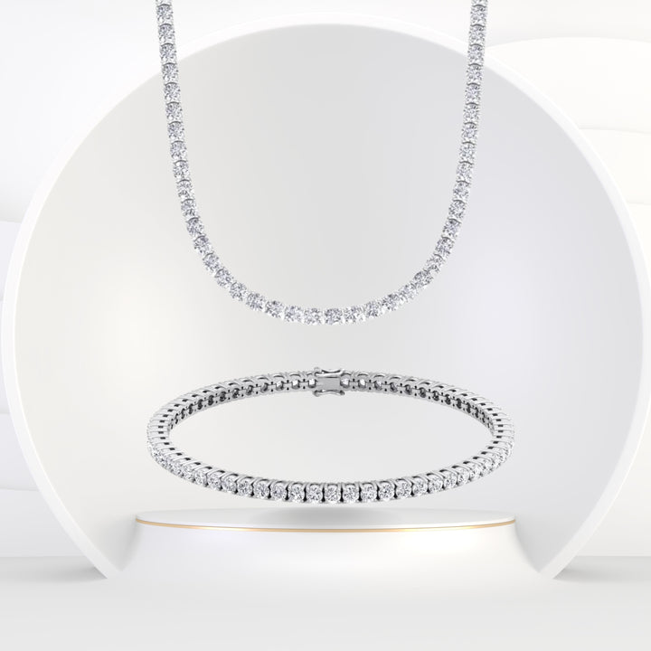 Gift Set - 6.31CT Diamond Tennis Necklace & 3.45CT Tennis Bracelet in 14k Solid Gold