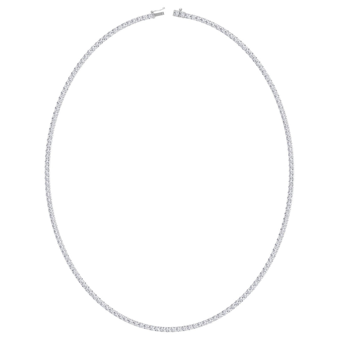 6CT 4-Prong Natural Diamond Tennis Necklace 14K While Gold