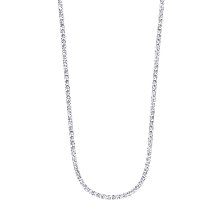 6CT 4-Prong Natural Diamond Tennis Necklace White Gold, Profile