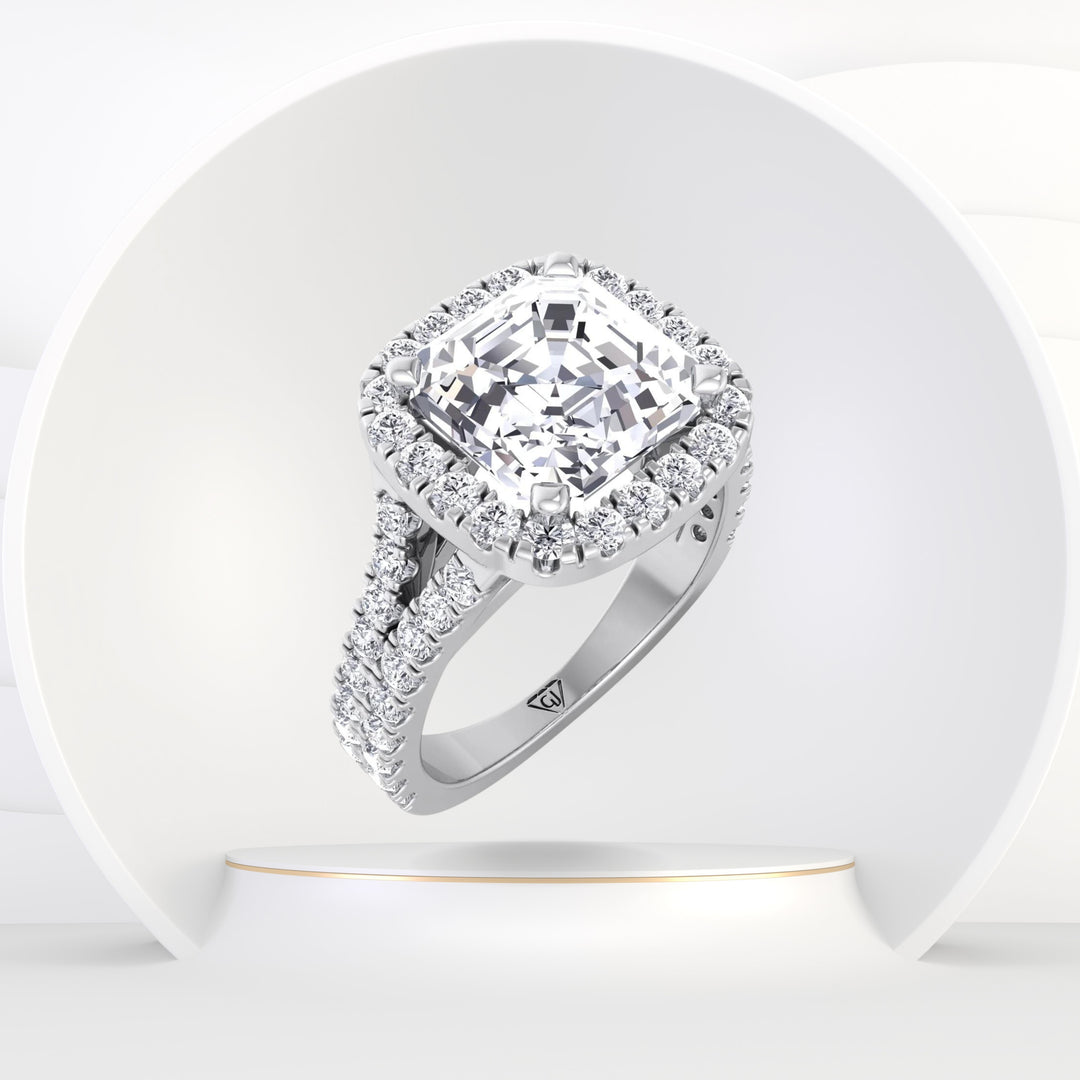 Capri - Radiant Cut Halo Diamond Engagement Ring - Gem Jewelers Co