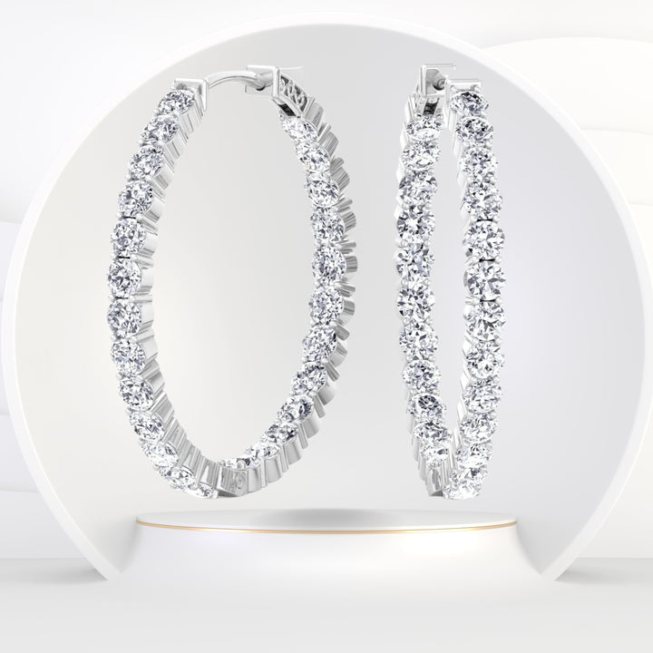 Lana - 5CT Inside Out Round Diamond Hoop Earrings 1.75" - Gem Jewelers Co