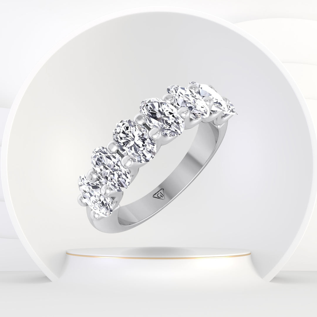 Lucca - Oval Shape Natural Diamond Semi Half Way Eternity Band - Gem Jewelers Co